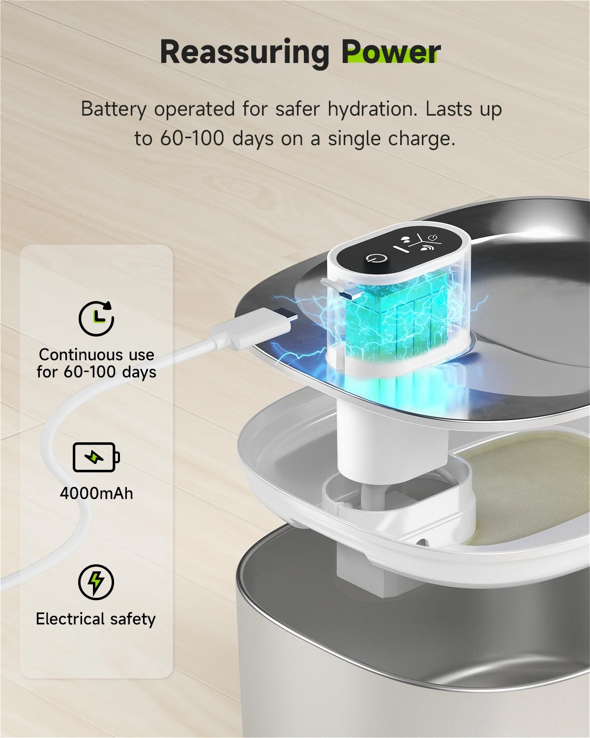 Apetdola Wireless Smart Cat And Dog Water Fountain Dispenser
