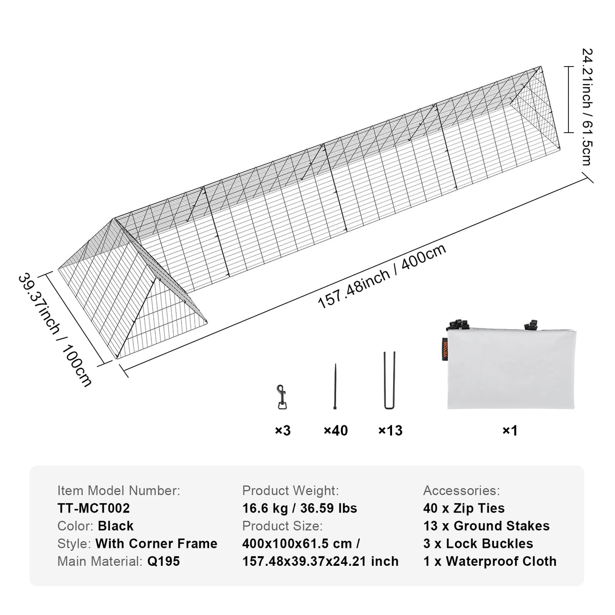 SucceBuy Portable Chicken Tunnel For Secure Yard And Farm Runs