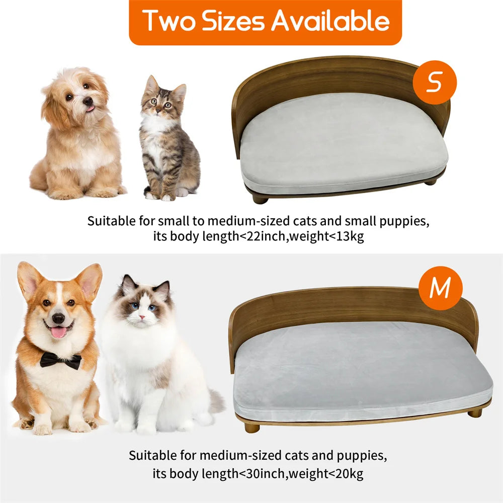 Borwart Eucalyptus Wood Elevated Pet Sofa Bed With Cushion