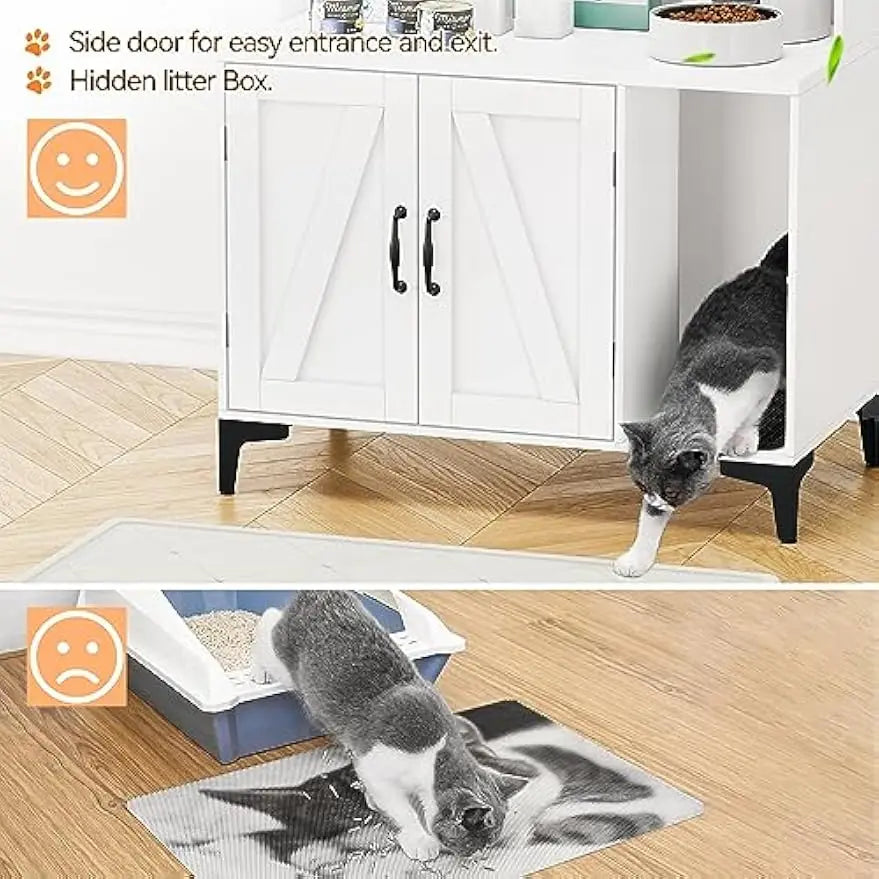 Garvee Wooden Cat Litter Box Enclosure With Storage Cabinet
