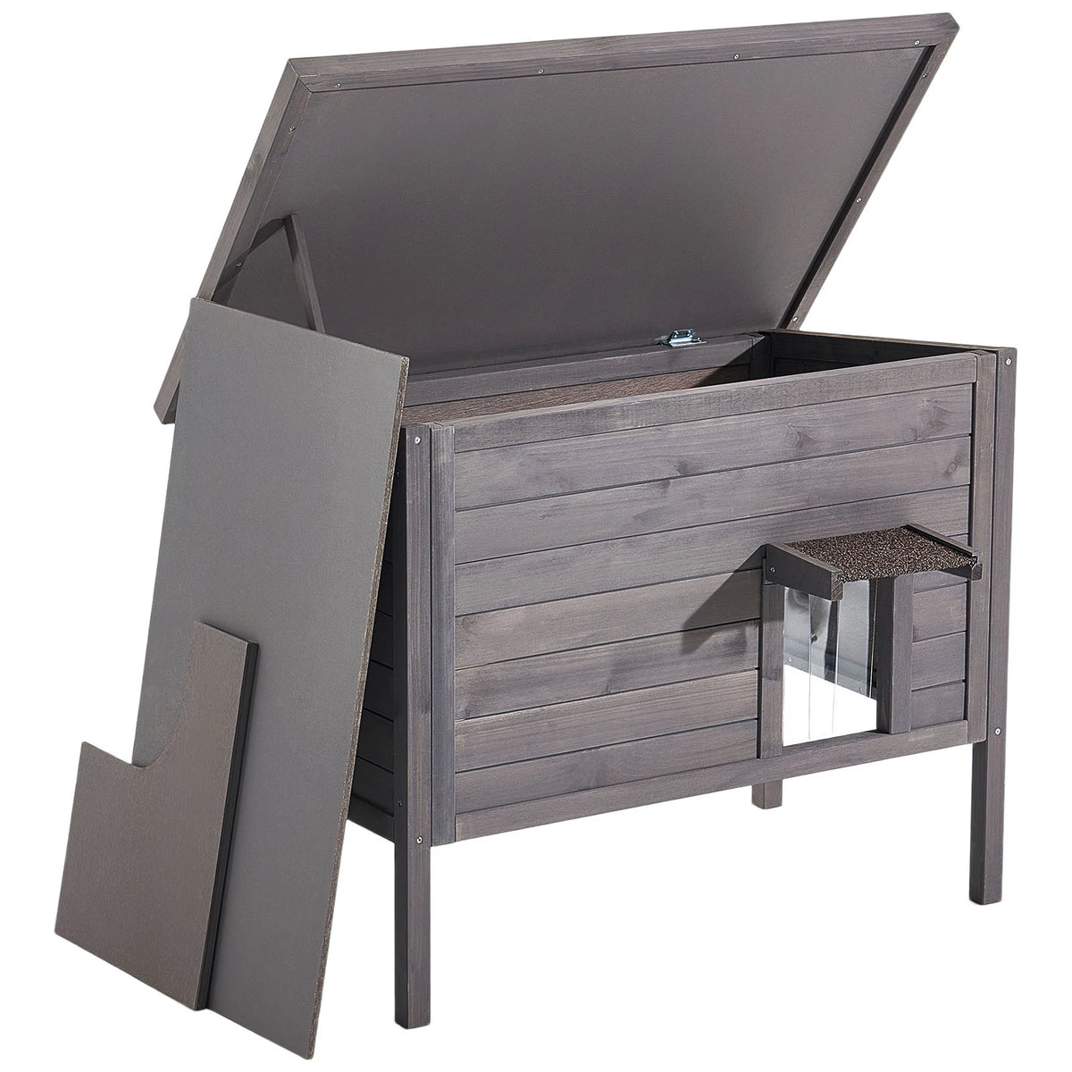 SucceBuy Heated Insulated Outdoor Cat House With Heating Pad