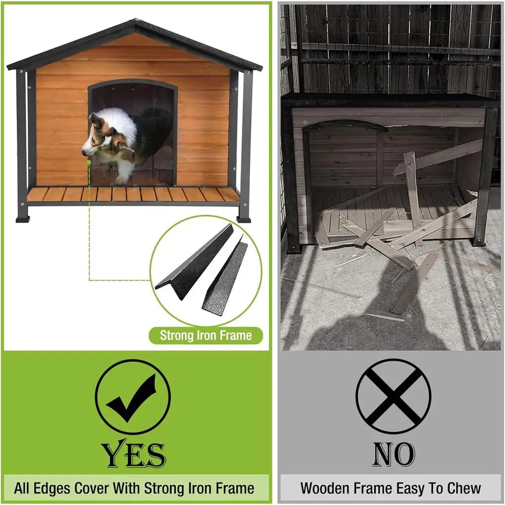 Premium Metal Dog House Featuring Raised Floor And Durable Wood