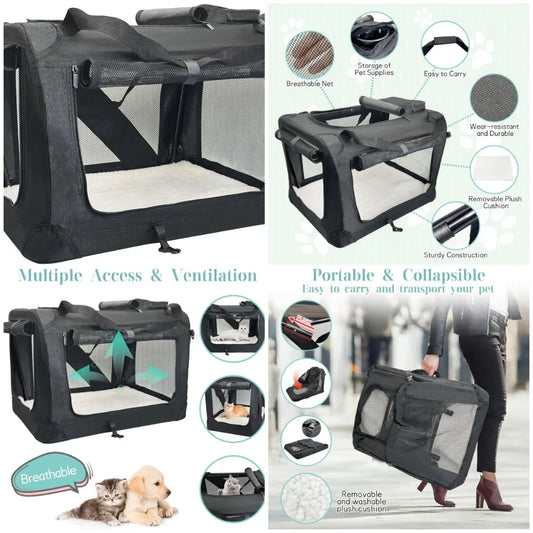 Durable Soft Sided Collapsible Pet Carrier For Travel