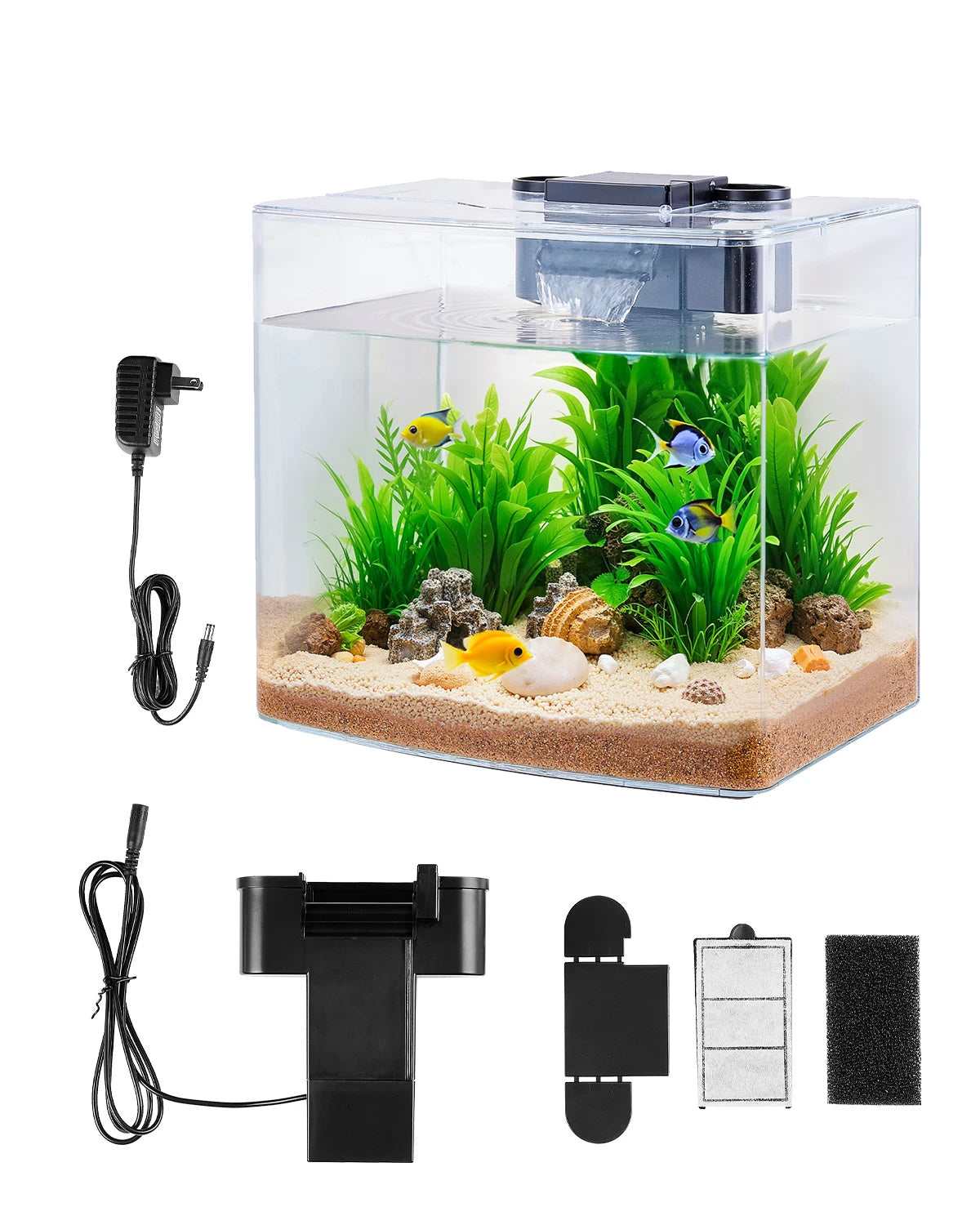 VEVOR Aquarium Fish Tank With Adjustable LED Lighting