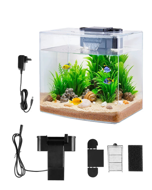 VEVOR Aquarium Fish Tank With Adjustable LED Lighting