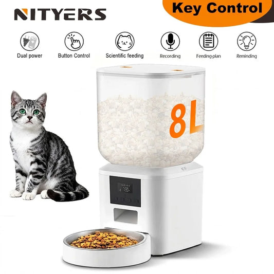 Nityers Automatic Cat Feeder Featuring Voice Recorder And Backup Power