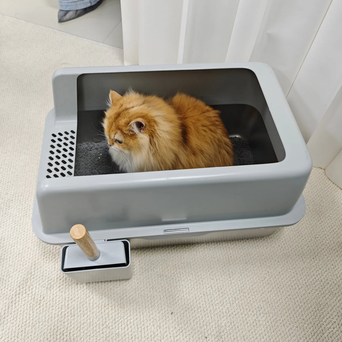 Stainless Steel Cat Litter Pan Includes Scoop And Cleaning Mat