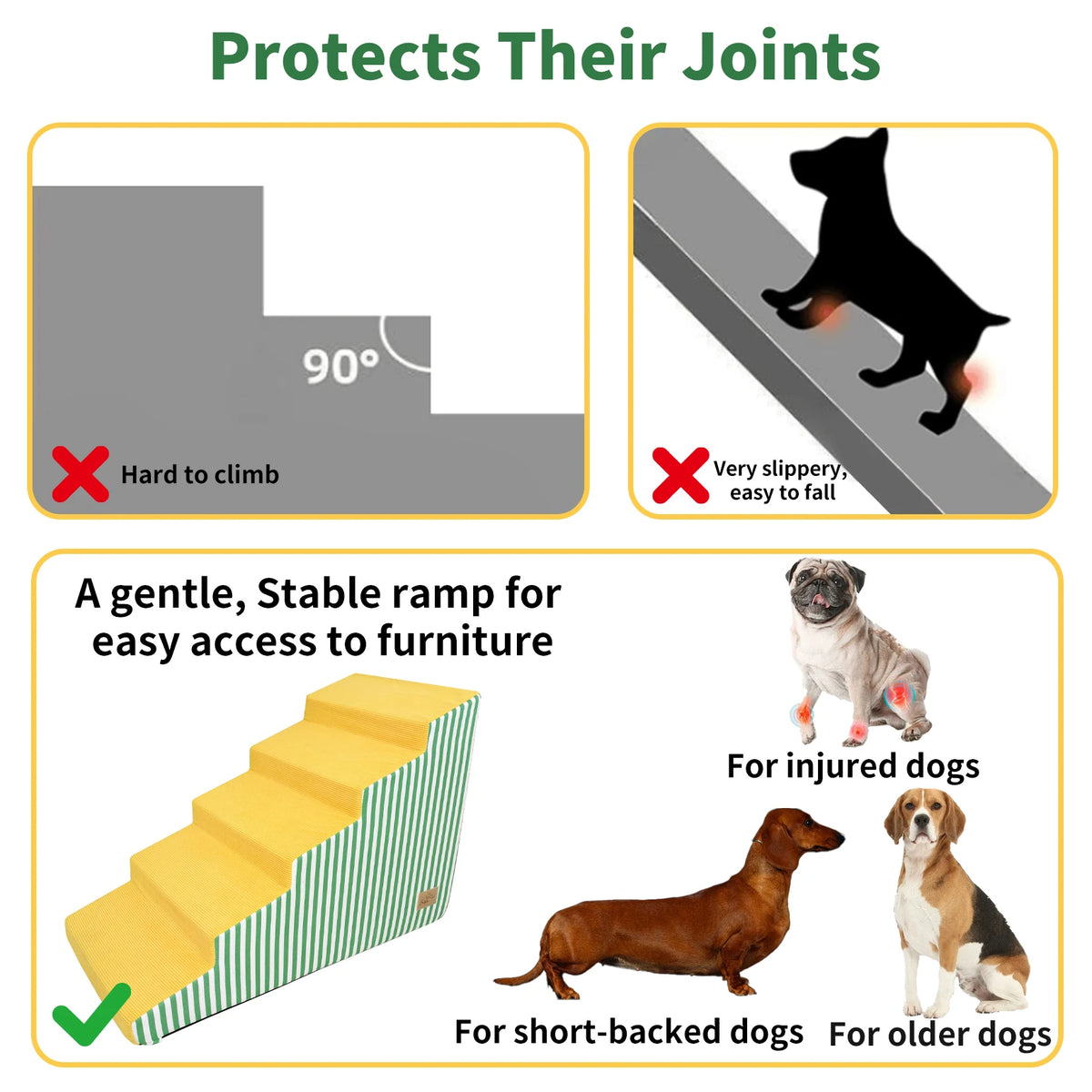 High Density Foam Dog Stairs With Washable Cover For Beds