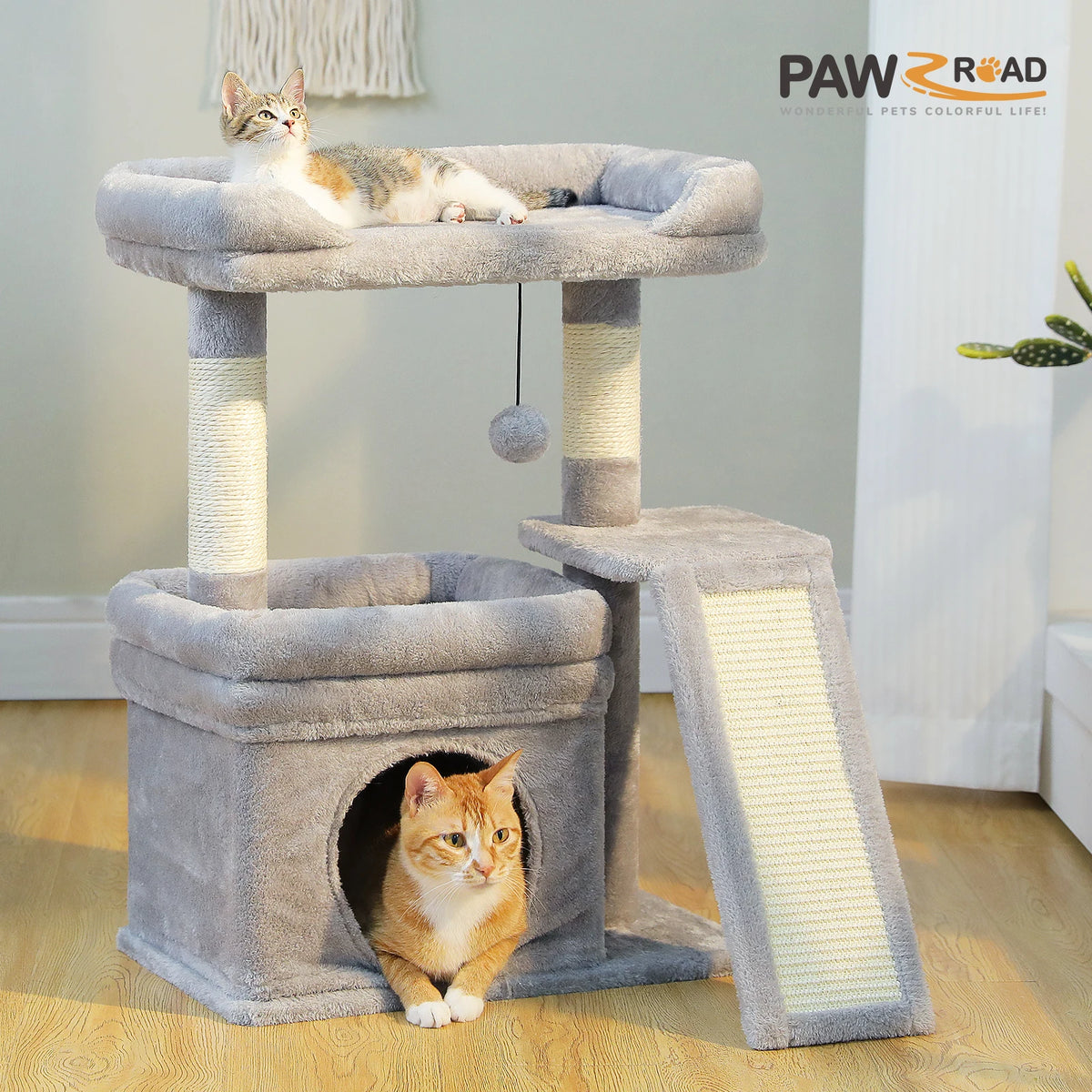PAWZ Road Three Tier Indoor Cat Tree With Sisal Posts