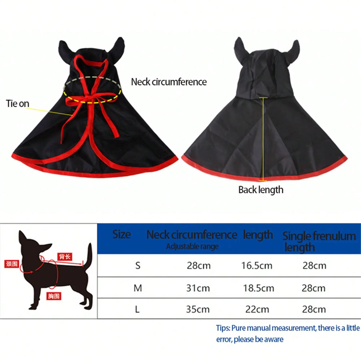 Halloween Dog Costume Cape And Devil Hat Headband For Pets