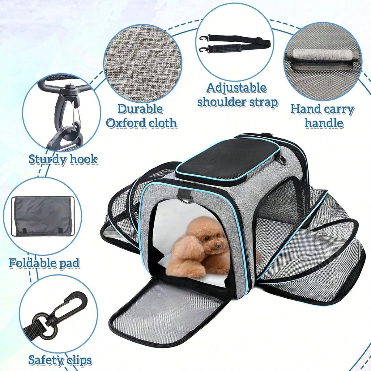 Airline Approved Soft Sided Pet Travel Carrier With Fleece Pad