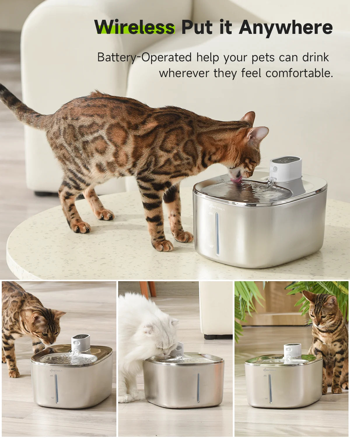 Apetdola Wireless Smart Cat And Dog Water Fountain Dispenser