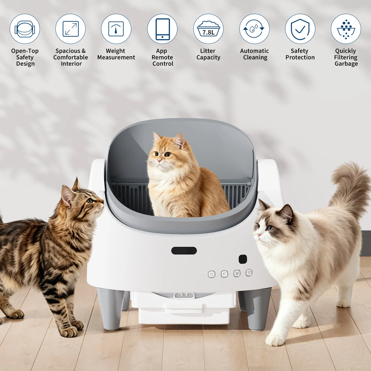 HiMISS Smart Open Top Self Cleaning Automatic Cat Litter Box