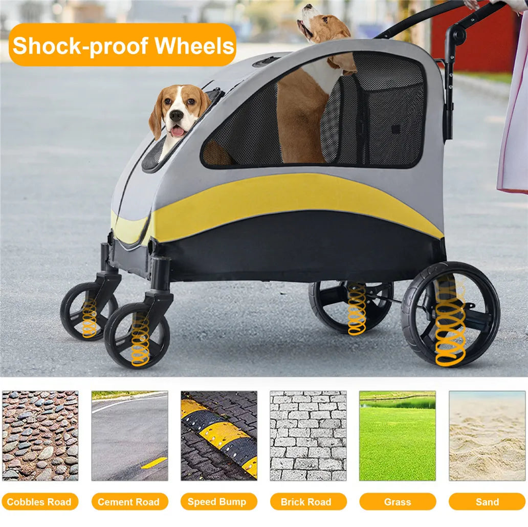 Premium Foldable Four Wheel Dog Stroller For All Pets