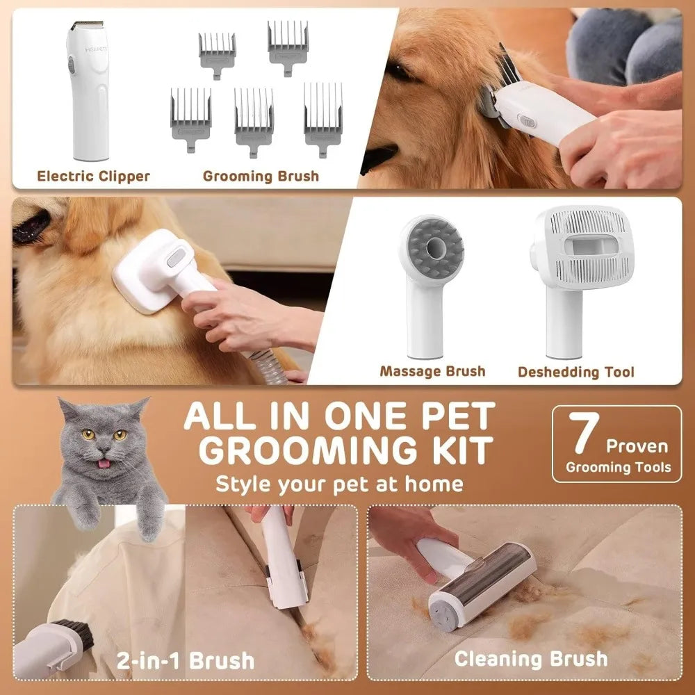 XMSJ Low Noise Dog Grooming Vacuum Kit With Pet Clippers