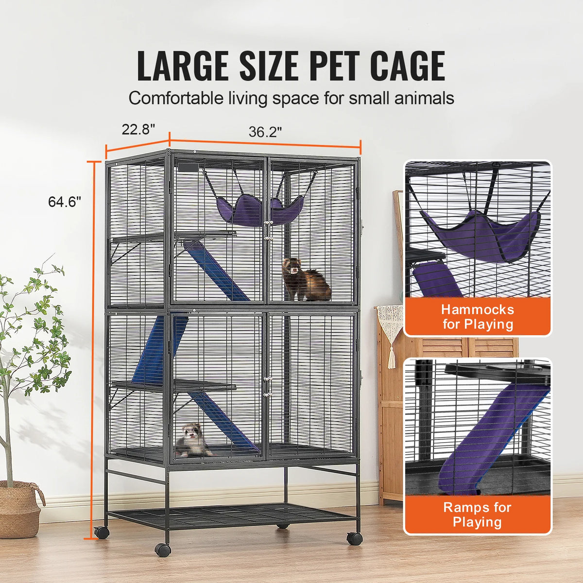 Four Tier Metal Rolling Pet Cage For Ferrets And Rodents