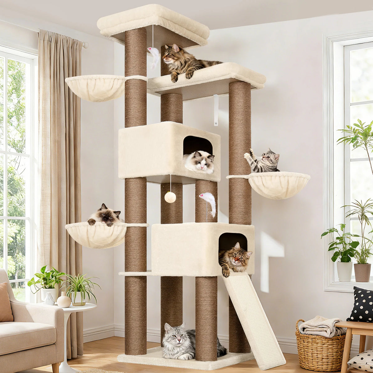 GLOBLAZER Multi Level Cat Tree With Scratching Posts And Hammocks