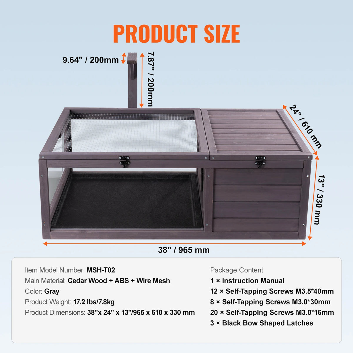 Large Wooden Tortoise House For Reptiles With Openable Roof