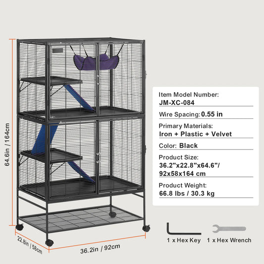 Four Tier Metal Rolling Pet Cage For Ferrets And Rodents