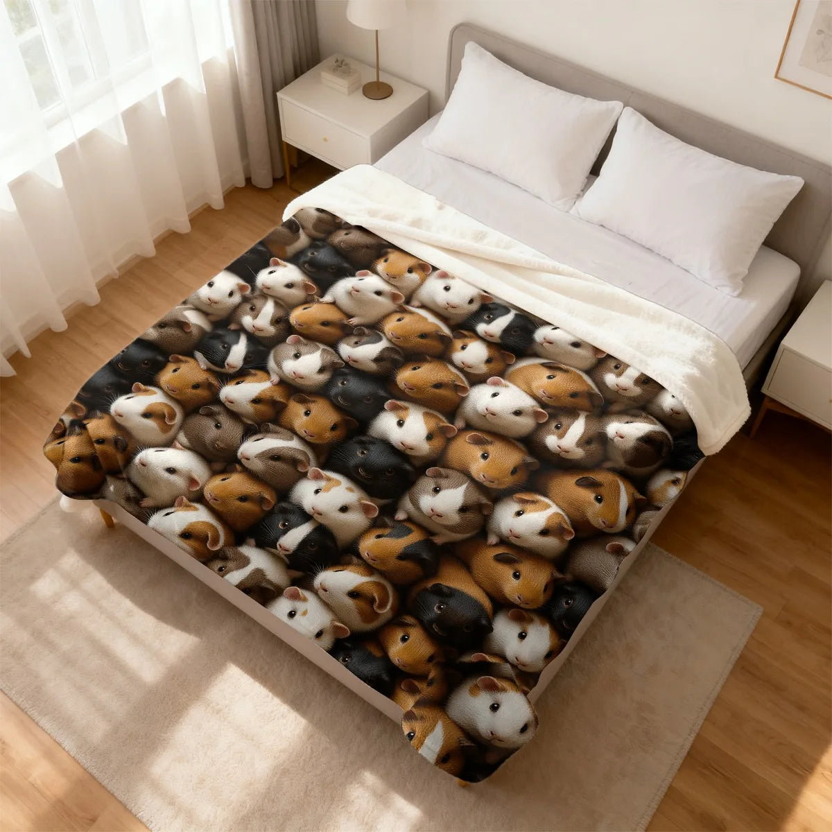 Ultra Soft Flannel Guinea Pig Design Throw Blanket For Home