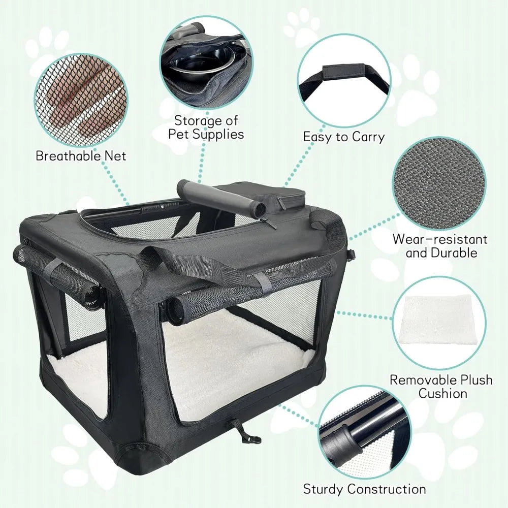 Durable Soft Sided Collapsible Pet Carrier For Travel