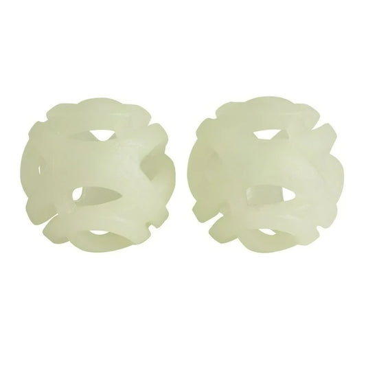 Dog Ball Fetch Hard Breathe Easy Rubber Toy for Dogs, Small 2" for Breeds up to 20 lb, Pack of 2, White Glow in the Dark