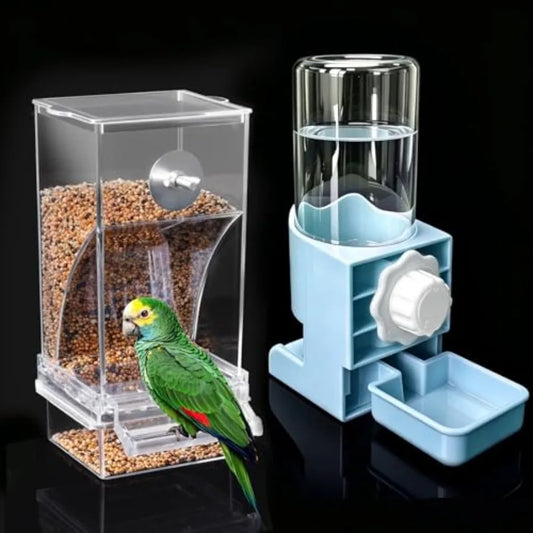 Automatic No Mess Bird Feeder Water Dispenser Set For Parakeets