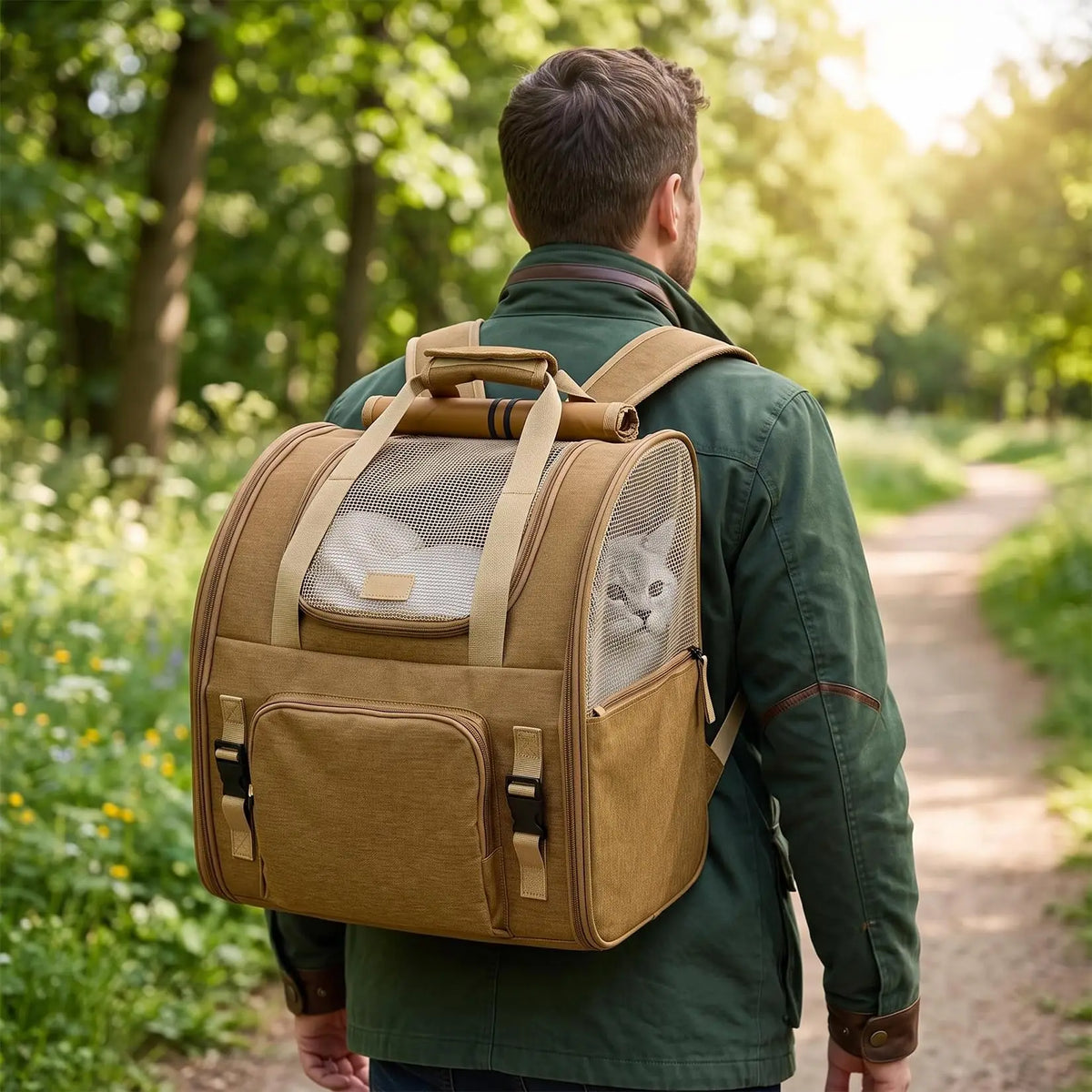 Durable Expandable Mesh Cat Carrier Nylon Travel Backpack