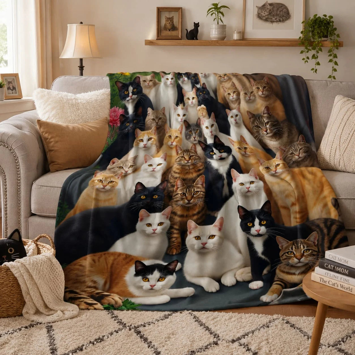 Printed Soft Cat Lover Gift Blanket Crafted From Polyester