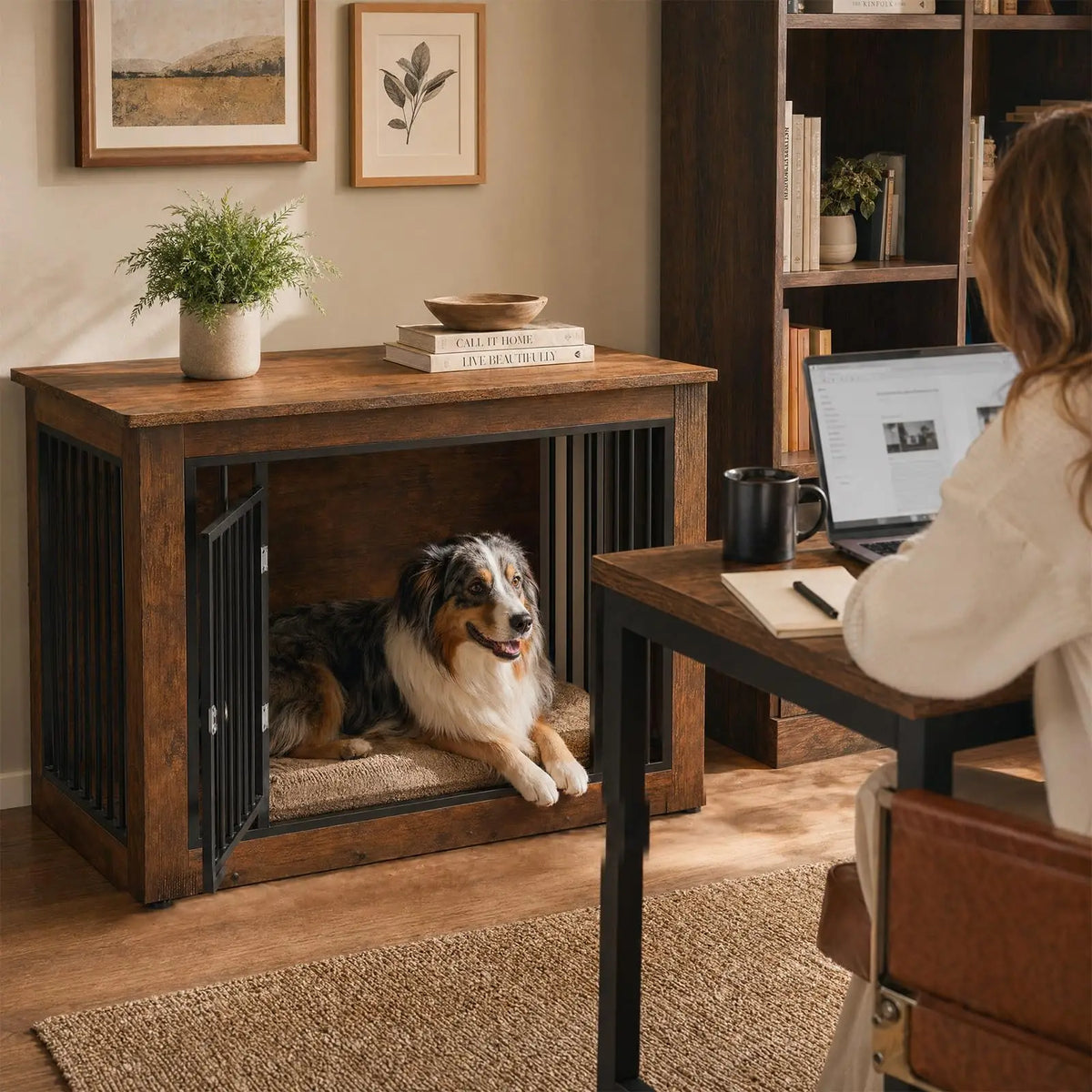 Dual Purpose Wooden Dog Crate And Stylish Side Table
