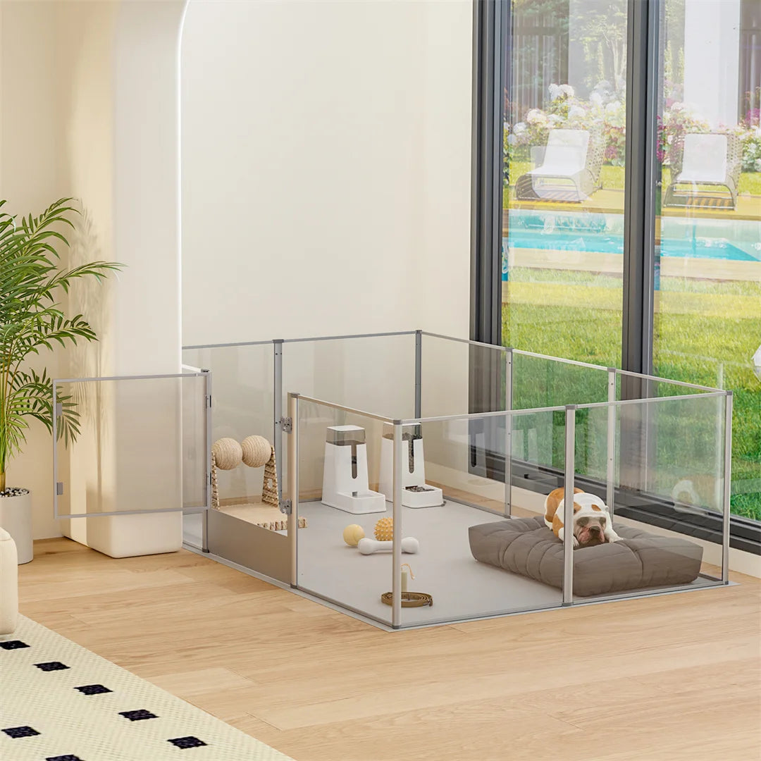 BINGOPAW Clear Acrylic Dog Playpen Waterproof Exercise Fence