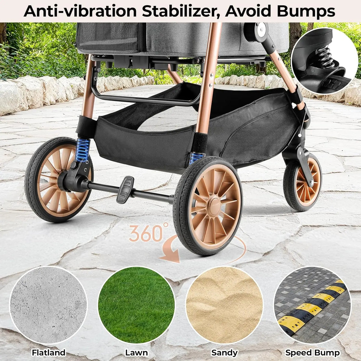 All Terrain Pet Stroller With Detachable Carrier And Folding Buggy