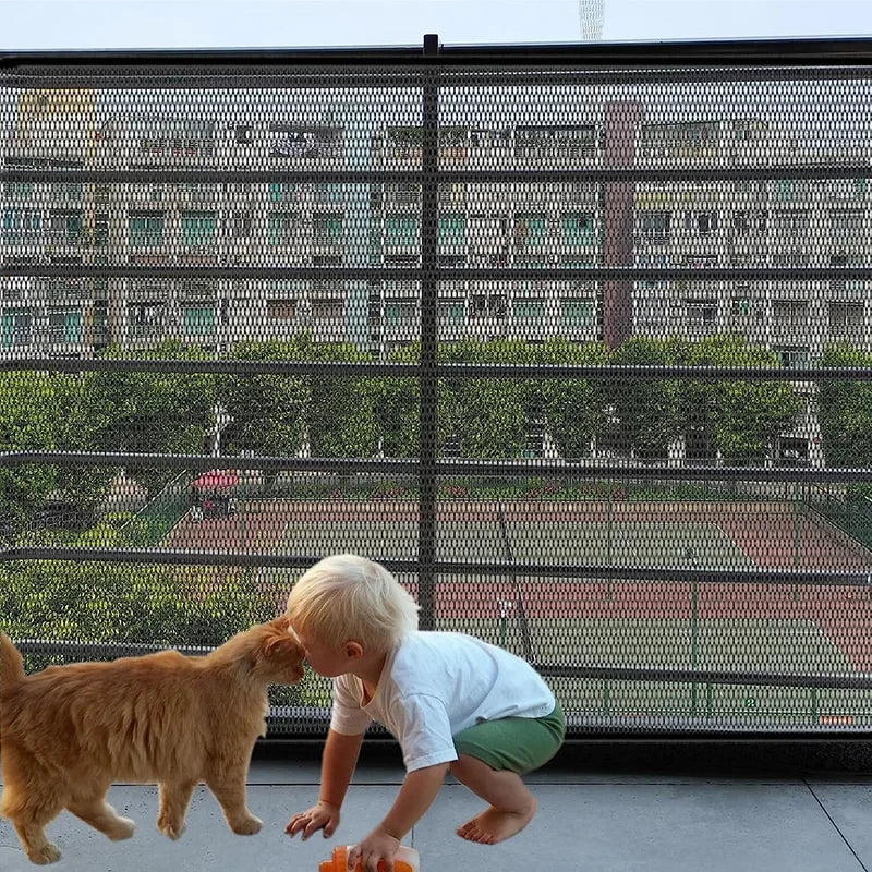 Folding Mesh Dog Safety Gate With Hooks For Indoor Pets
