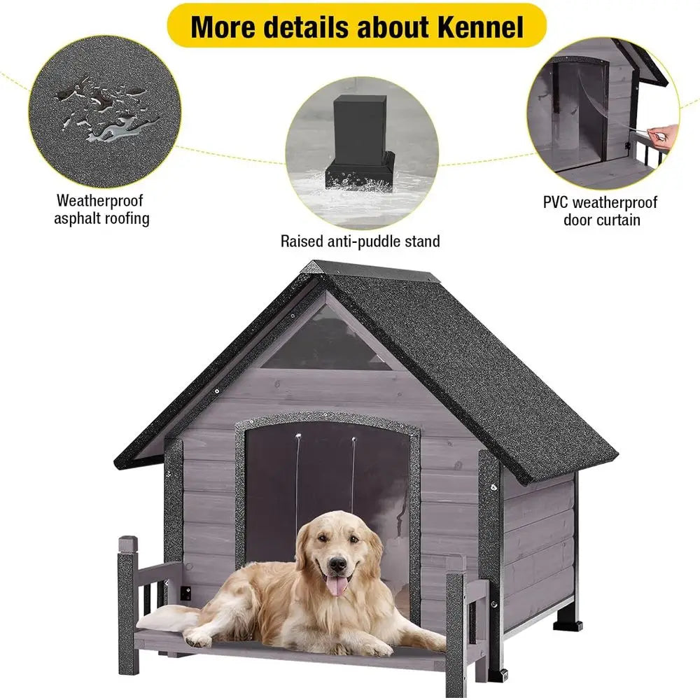 Weatherproof Insulated Dog House With Iron And Wood Frame
