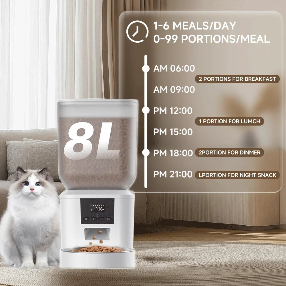 Nityers Automatic Cat Feeder Featuring Voice Recorder And Backup Power