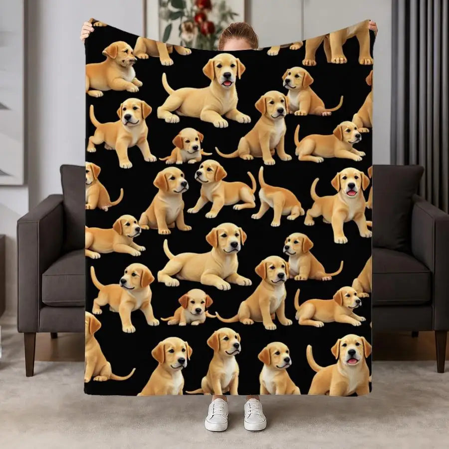 Golden Retriever Puppy Weighted Flannel Blanket For Cozy Comfort