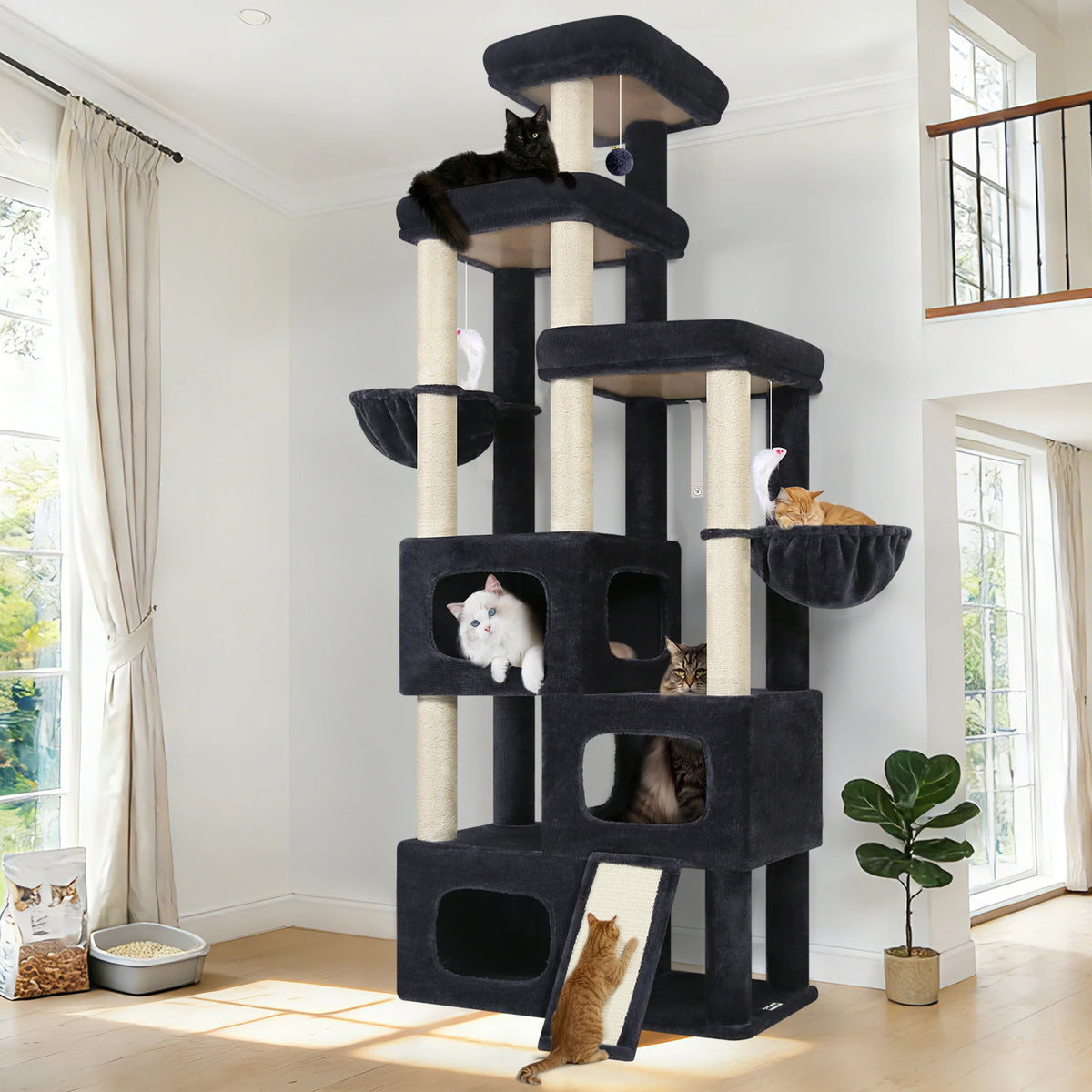 GLOBLAZER Multi Level Cat Tree With Scratching Posts And Hammocks