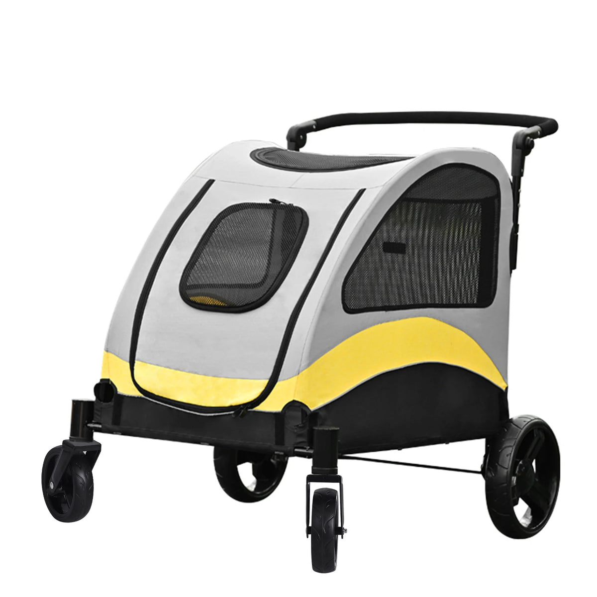 Portable Foldable Four Wheel Dog Stroller With Breathable Mesh Carrier