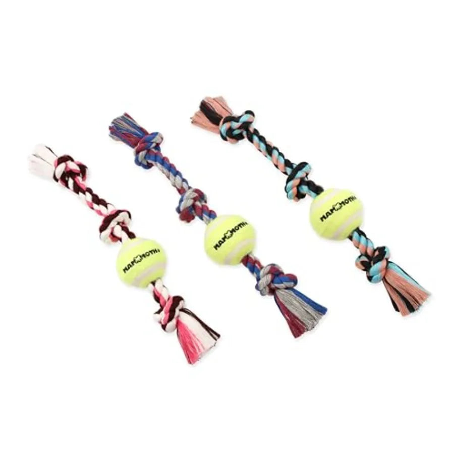 Premium Interactive Rope Tug Toy With Tennis Ball For Dogs