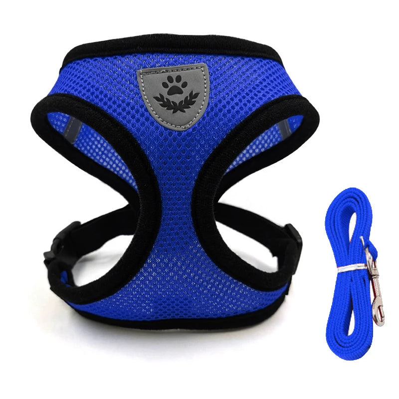 Adjustable Reflective Escape Proof Dog Cat Harness Leash Set Vest