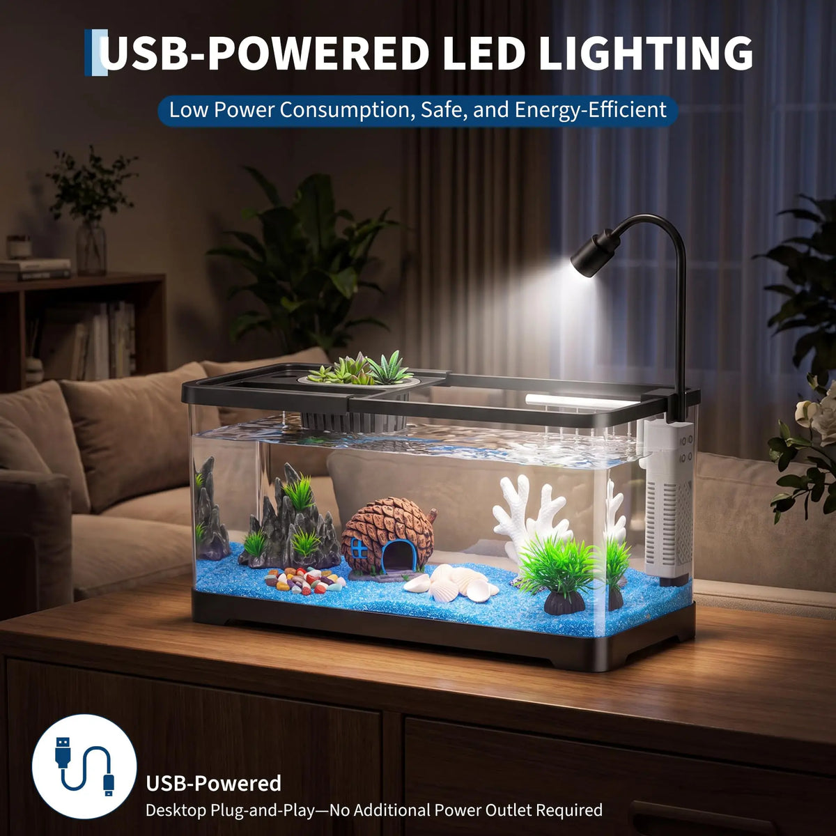 Complete Plastic Fish Tank Starter Kit With Filter And Light