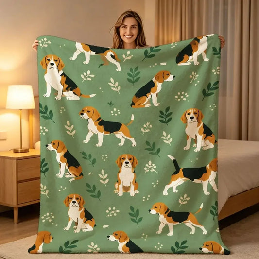 Premium Cozy Beagle Dog Fleece Throw Blanket and Sofa Bedspread