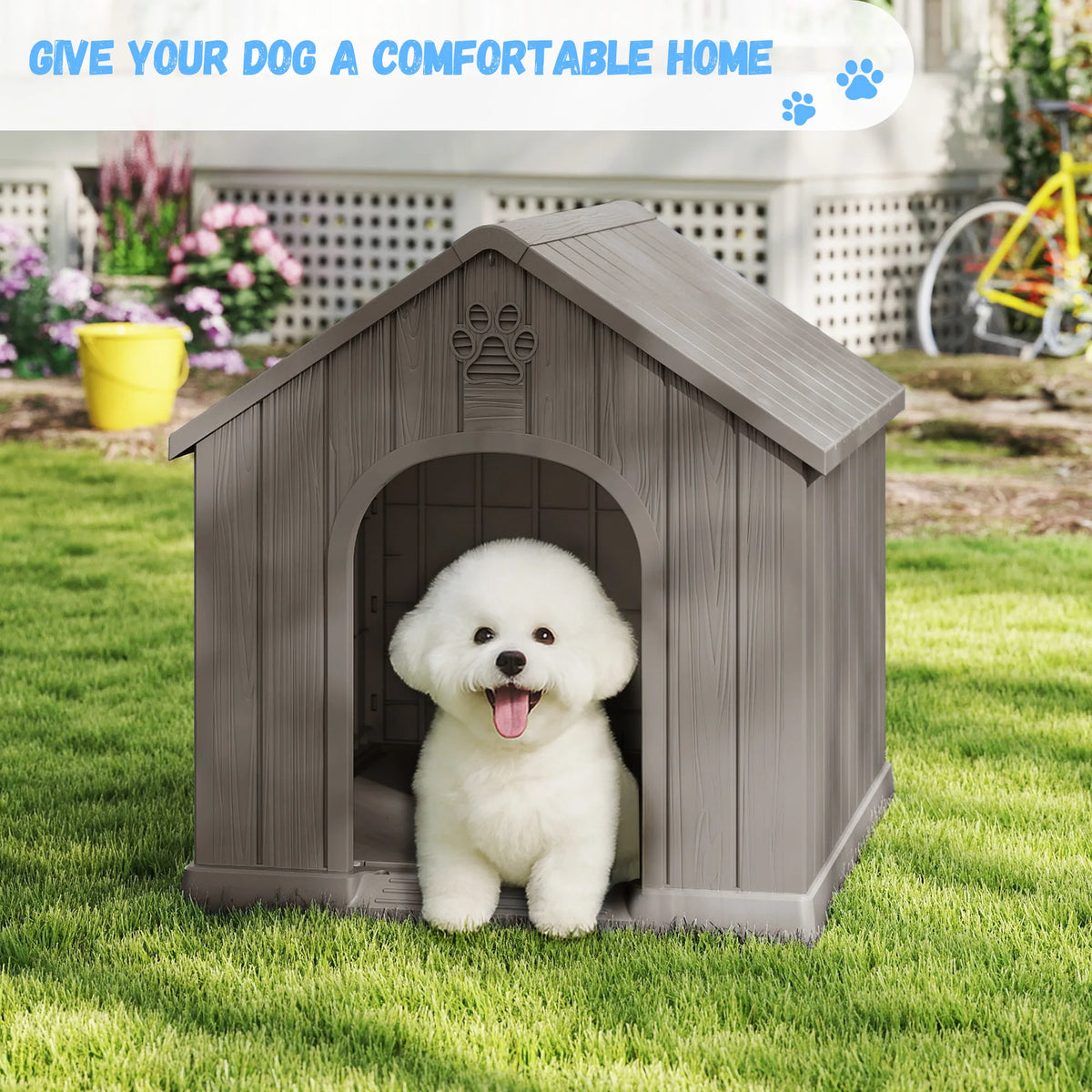 Outdoor Waterproof Ventilated Plastic Dog House For Small Dogs