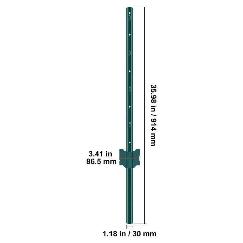 Heavy Duty Metal T-Post Fence Posts, 3/4/5/6/7 Ft, 6 or 10 Pack Garden Fence Stakes for Yard Boundary, Farm Landscaping and Outdoor Support, Durable Green Fence Installation Posts Holiday Gift