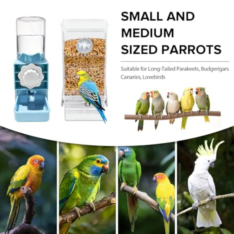 Automatic No Mess Bird Feeder Water Dispenser Set For Parakeets