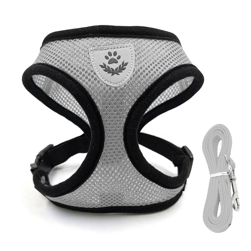 Adjustable Reflective Escape Proof Dog Cat Harness Leash Set Vest