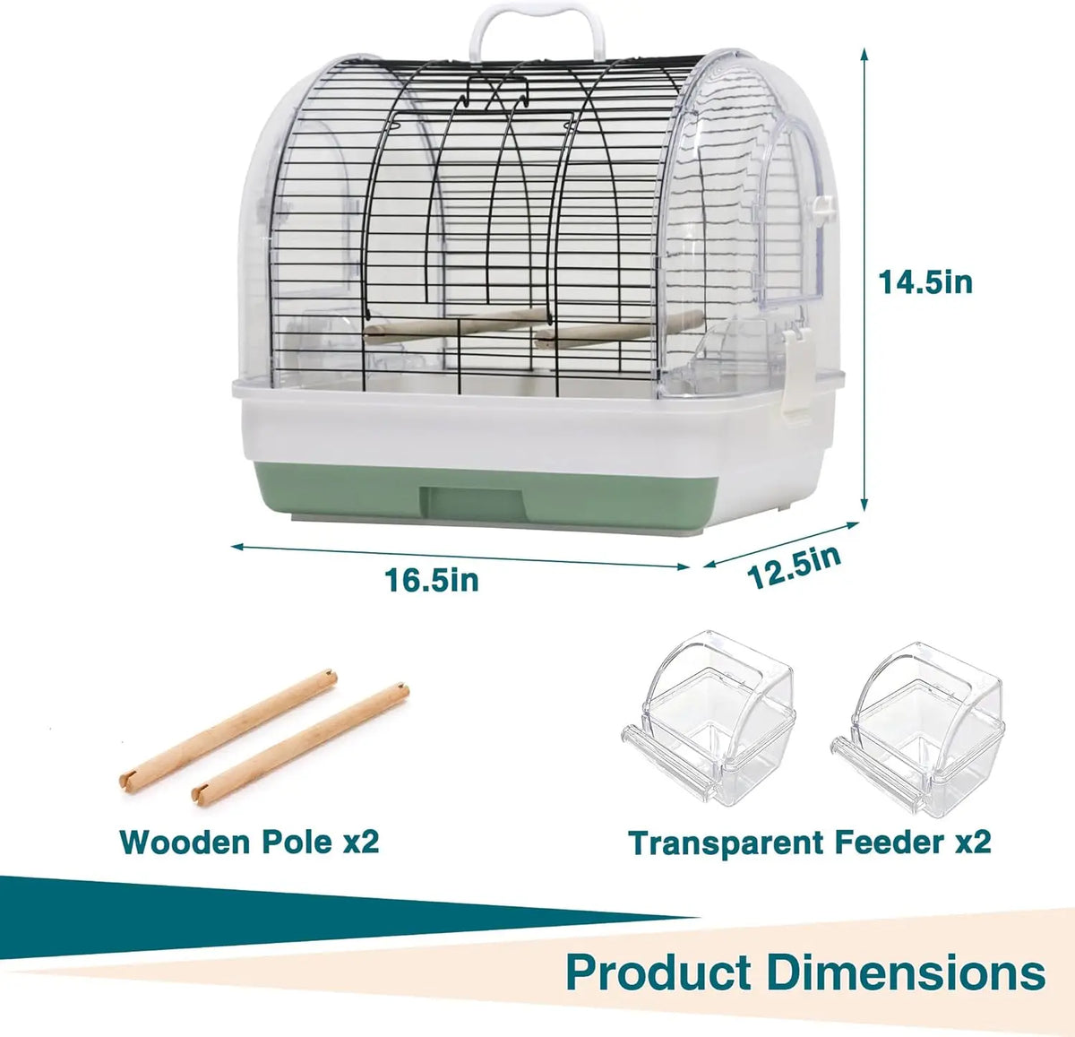 HiMiss Portable Bird Travel Cage With Perches And Feeders