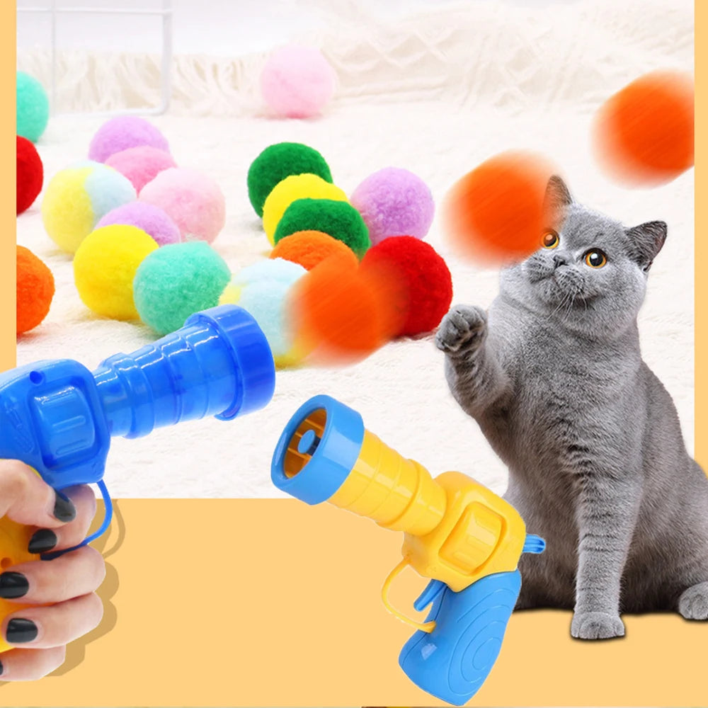 Cat Plush Ball Launcher Toy for Interactive Play and Training