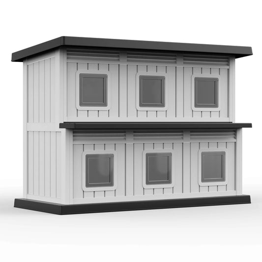 Two Level Weatherproof Resin Cat Shelter for Indoor Outdoor Use