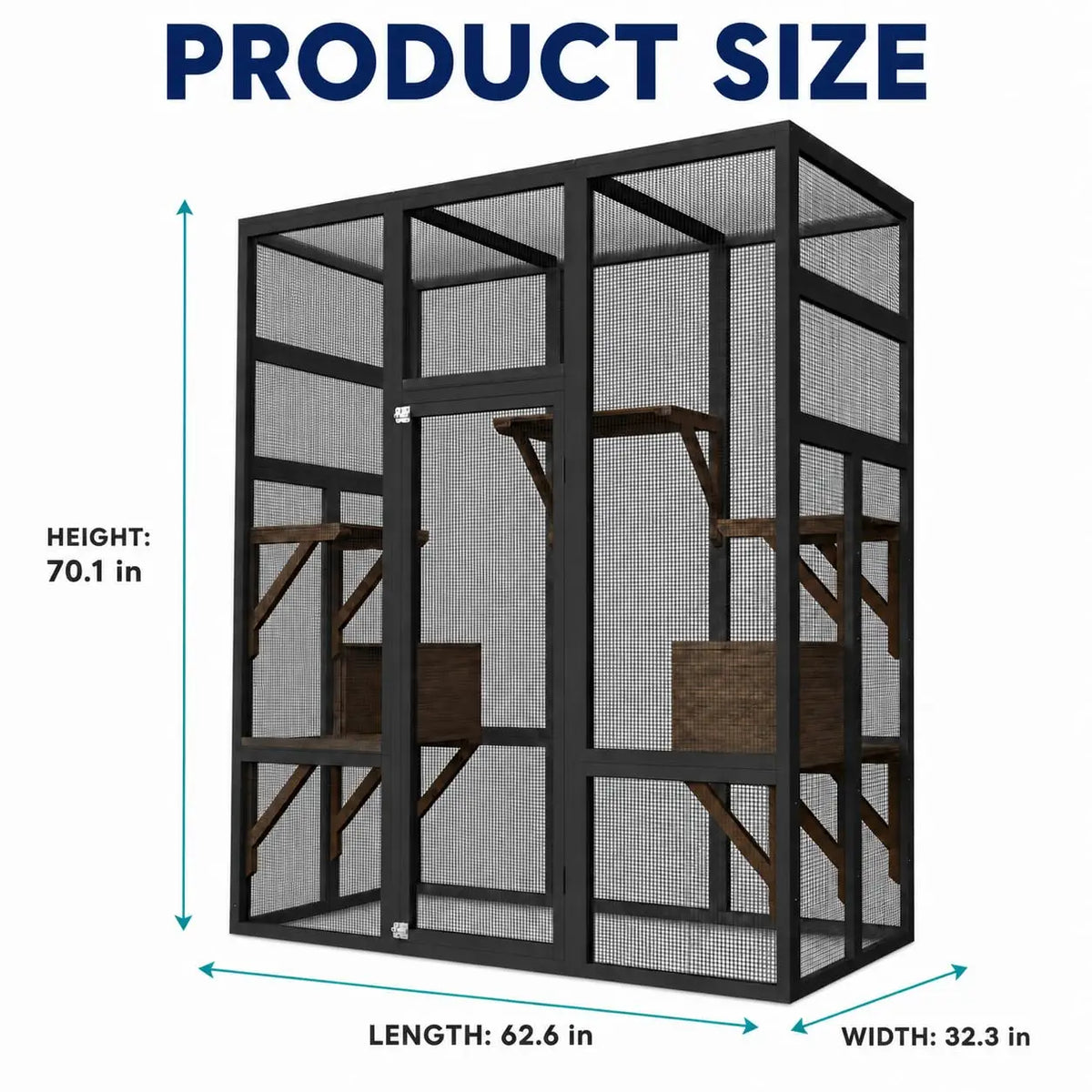 HiMISS Outdoor Wooden Cat Catio Enclosure With UV Protected Roof